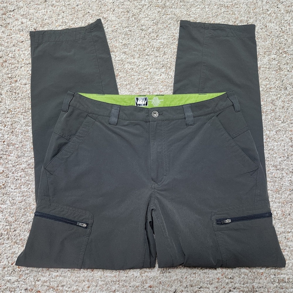 REI Cargo Pants Mens 34x31 Olive Green Lightweight Hiking Outdoors 878339
